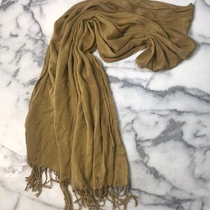 Camel colored scarf with tassels